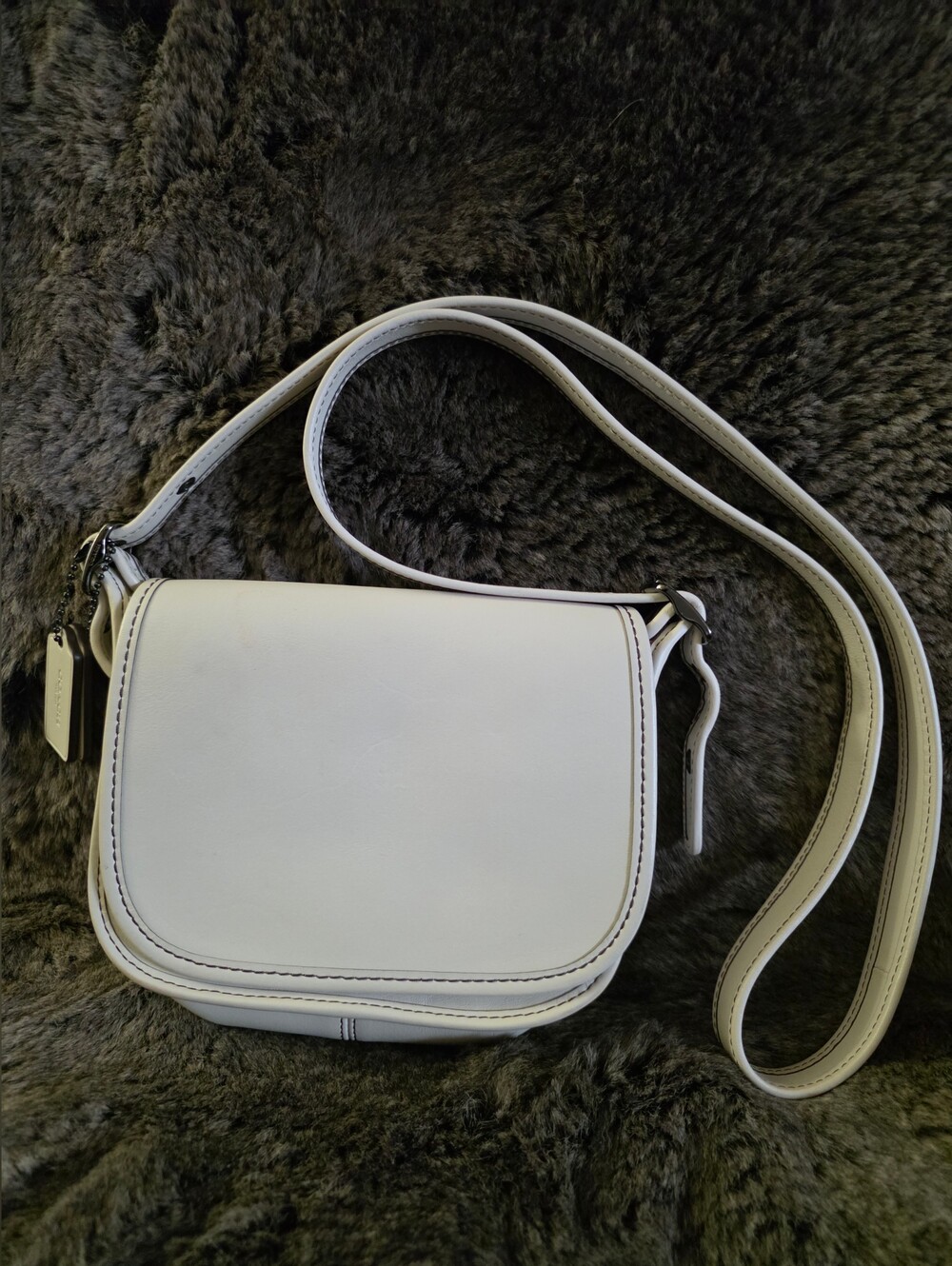 Coach 1941 75th Anniversary Glovetanned Leather Saddle Bag 18 Chalk 57721